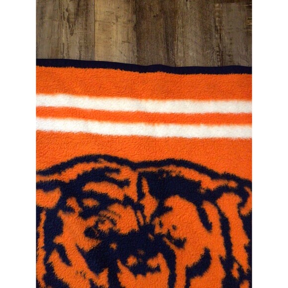 Chicago Bears Biederlack Blanket Blue Orange Fuzzy 56x44 - Picture 15 of 16